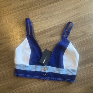 Fashion Nova Blue and White Crop Top